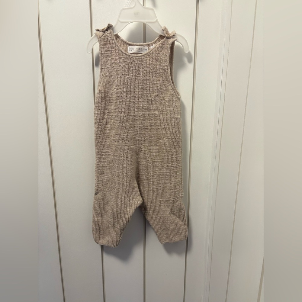 Zara Cream Knit Jumpsuit.